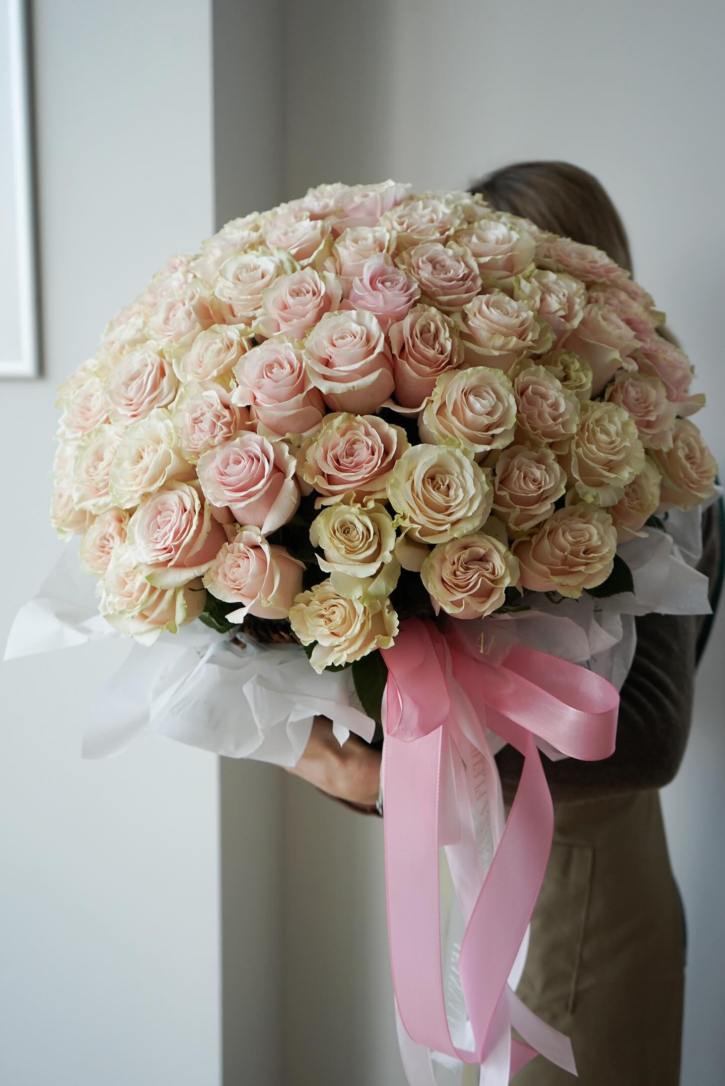 Basket of pink roses