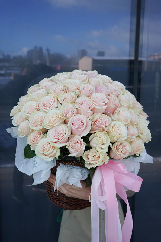 Basket of pink roses