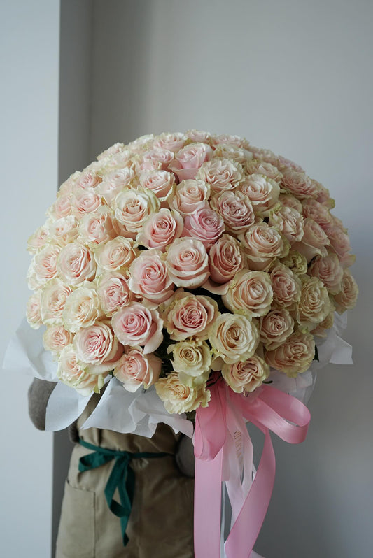 Basket of pink roses