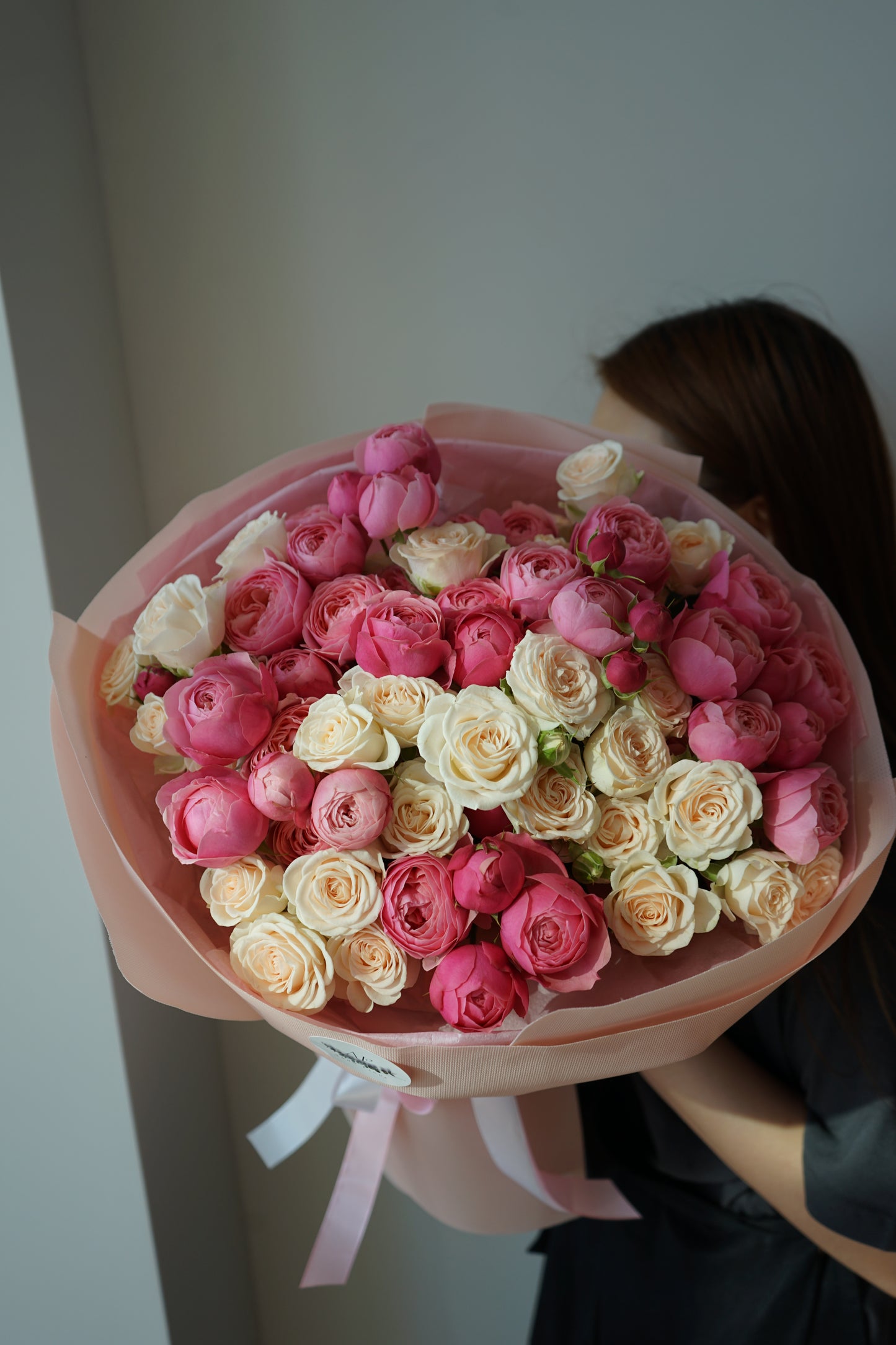 Mix of peony roses Silva Pink and Sophie