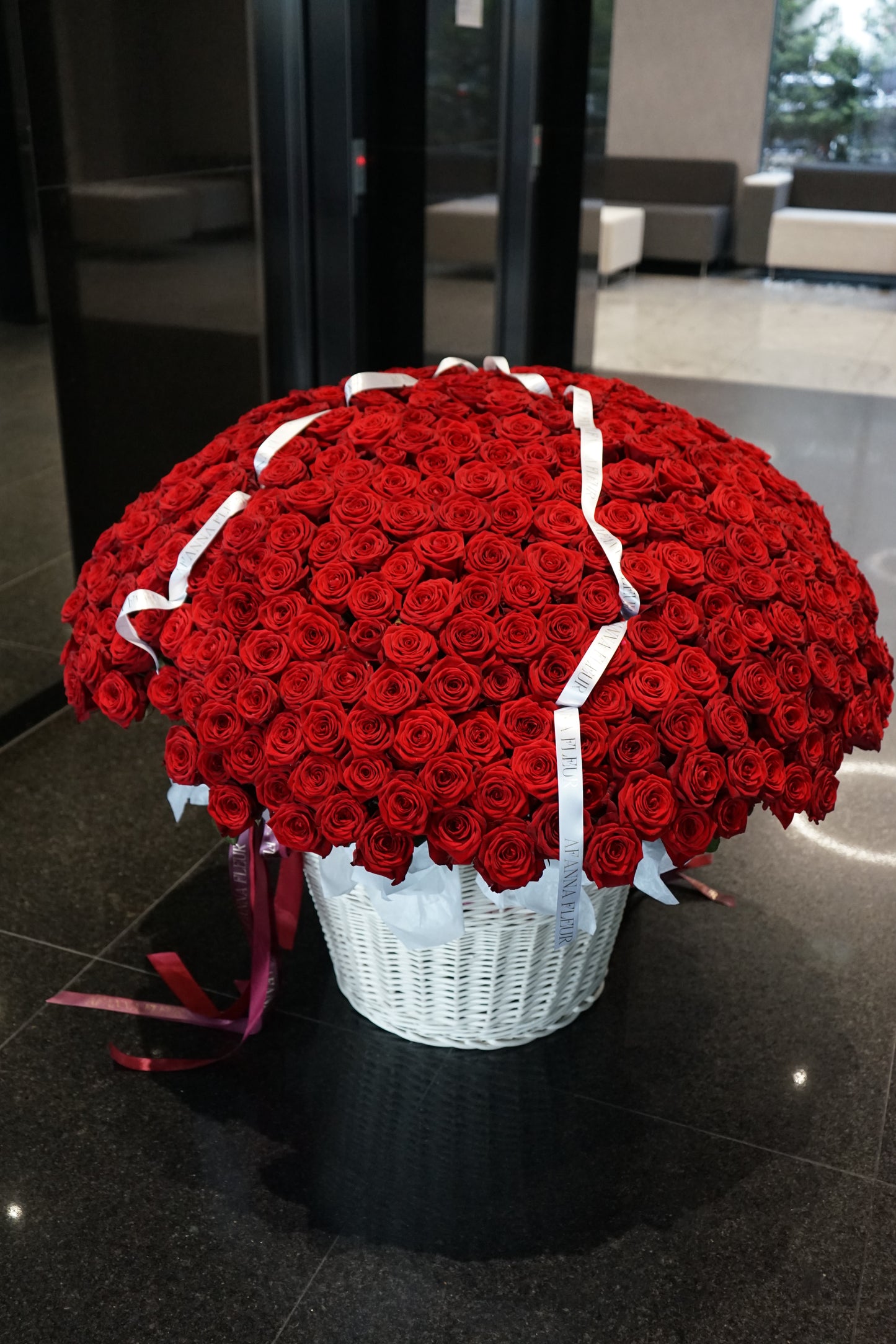 Basket of red roses