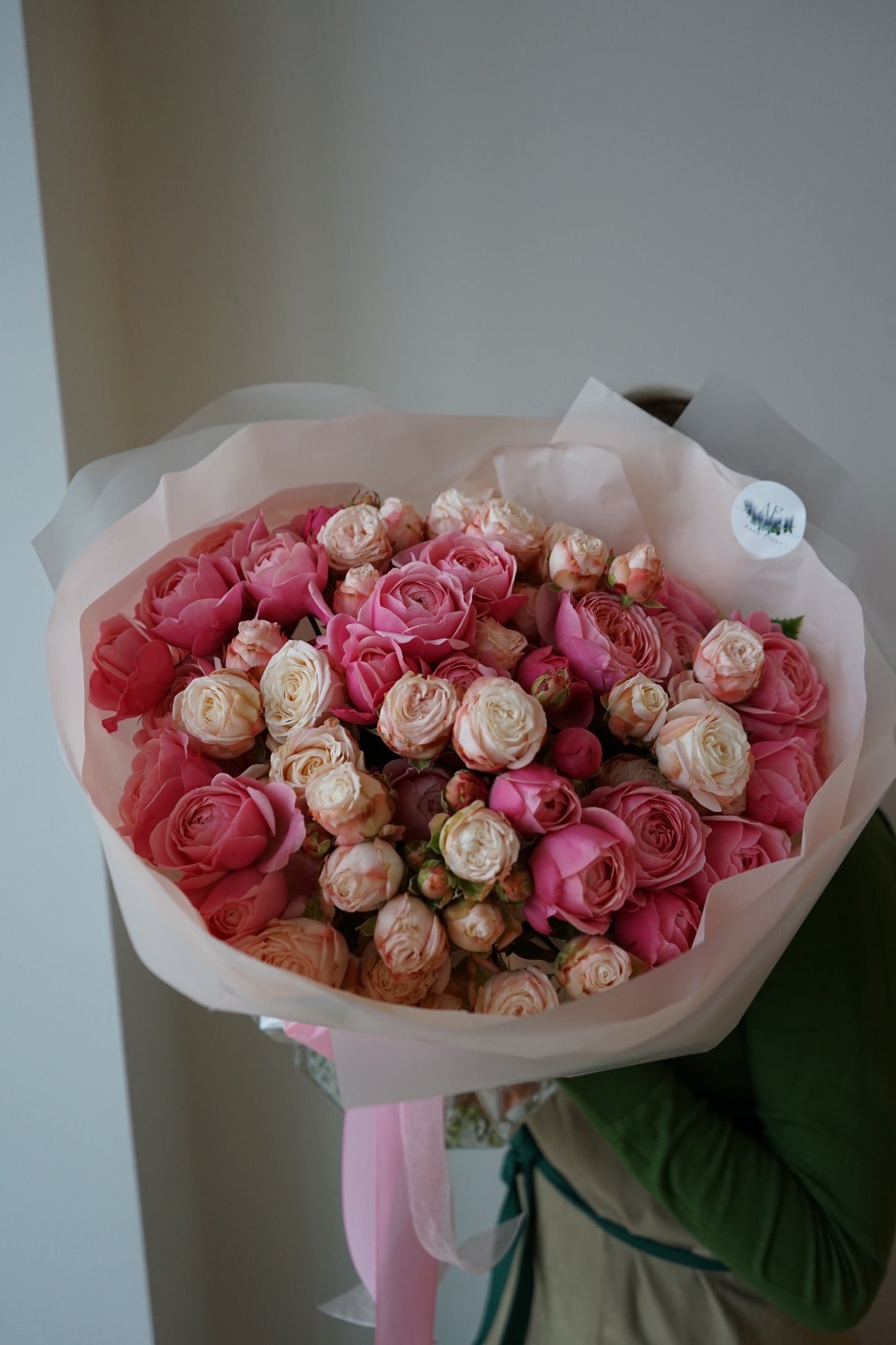 Mix of peony roses Silva Pink and Sophie