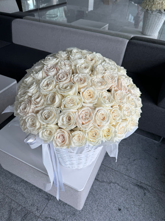  A basket of white roses