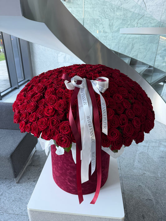 Red roses in a RED BOX