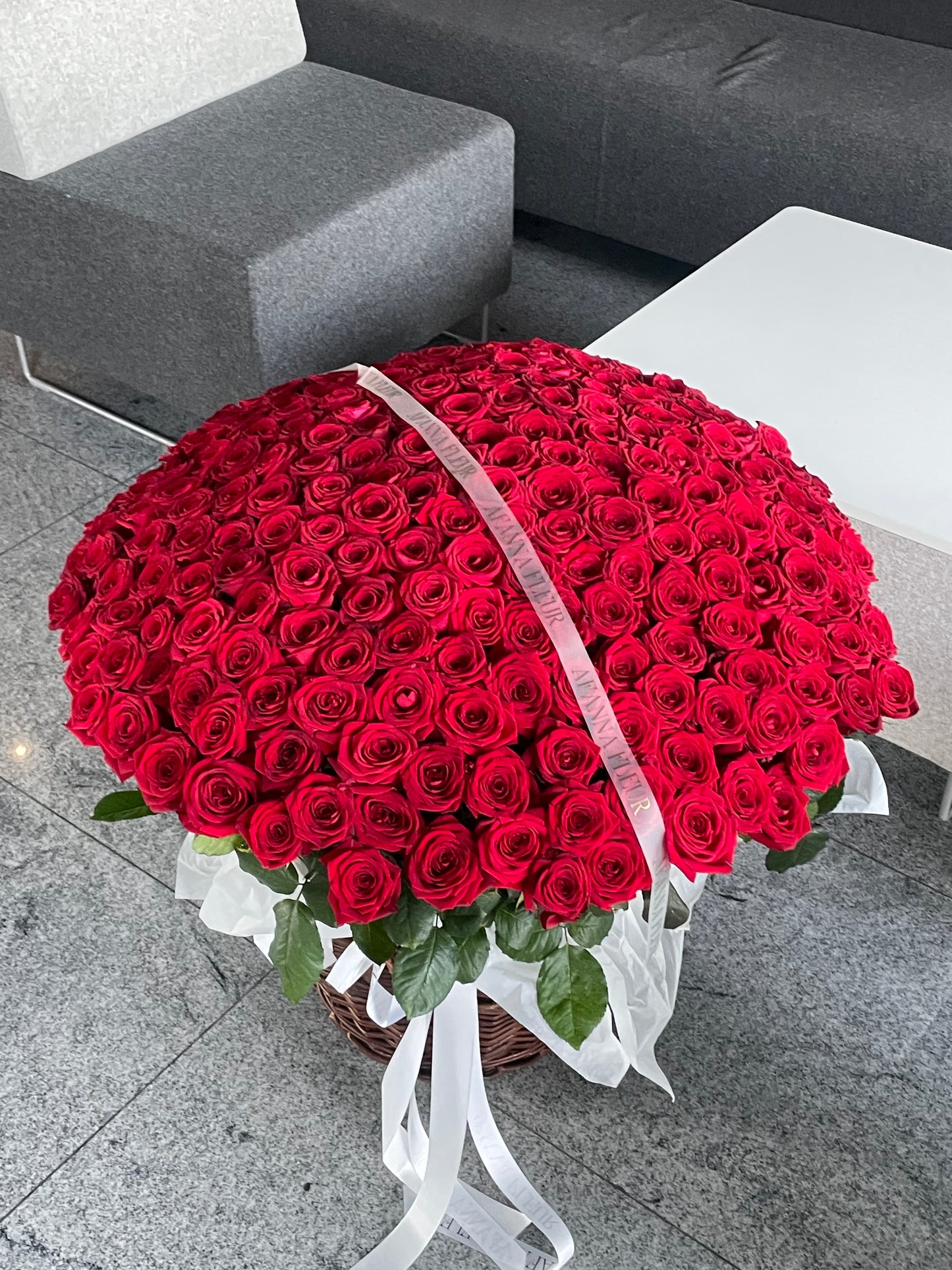 Basket of red roses